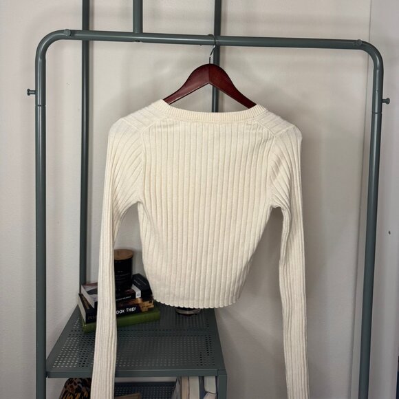 White Ribbed Cardigan - Picture 2 of 3